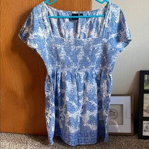 Sonoma Blue and White Floral Blouse